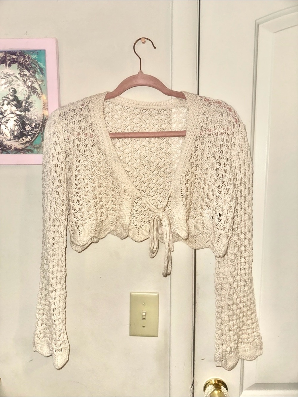 NWOT SHEIN VCAY Women's Hollow Out Flare Sleeve Casual Spring Summer Cardigan